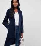 Y.a.s Tall Zip Front Collarless Coat - Navy