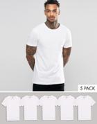 Asos 5 Pack T-shirt With Crew Neck - Multi