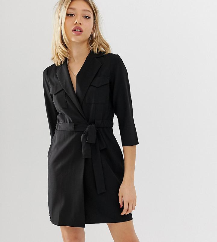 Asos Design Petite Utility Mini Tux Dress-black