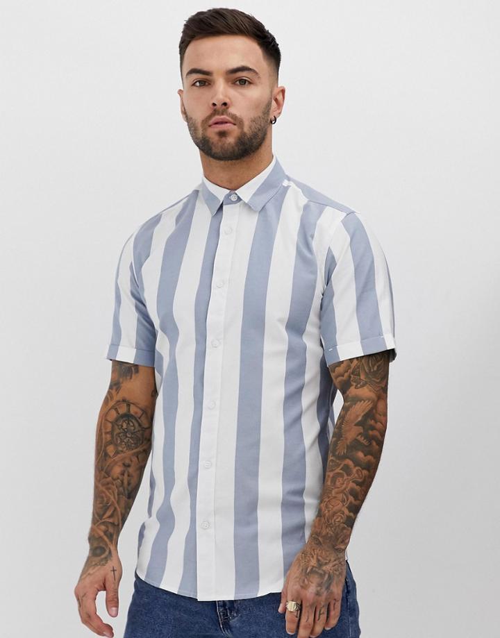 Only & Sons Regular Fit Smart Shirt In Stripe-navy