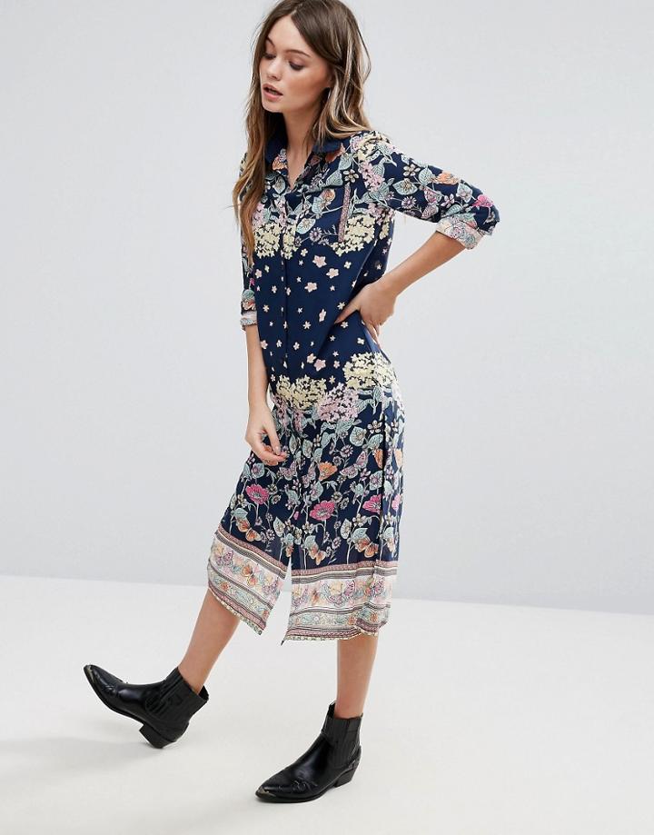 Qed London Longline Shirt Dress - Navy