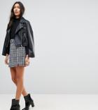 Asos Tall Check Mini Skirt With Faux Pearl Trim - Multi