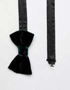 Moss London Velvet Bow Tie In Bottle Green - Green