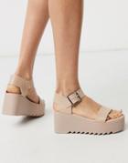 Steve Madden Lake Chunky Flatform Sandal In Blush Leather-pink