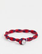 Tommy Hilfiger Woven Bracelet In Red & Navy - Red