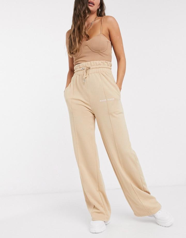 Missguided Flared Sweatpants In Camel-neutral
