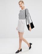 Asos A-line Skirt With Piping Detail - Gray