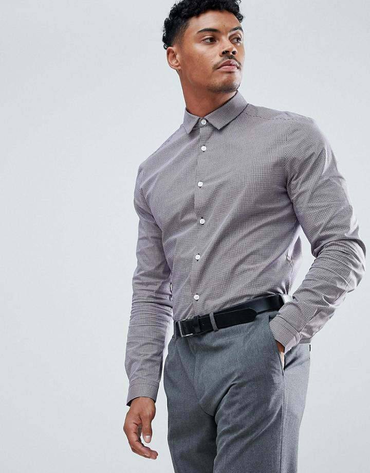 Asos Smart Stretch Slim Micro Check Shirt - Red