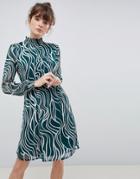Ichi High Neck Printed Dress-multi
