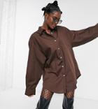 Collusion Oversized Dress Shirt In Brown