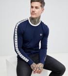 Fred Perry Sports Authentic Long Sleeve Taped Ringer T-shirt In Navy - Navy