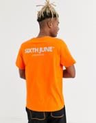 Sixth June Reflective Logo T-shirt In Orange