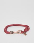 Icon Brand Red Cord Bracelet With Antique Copper Finish - Gold