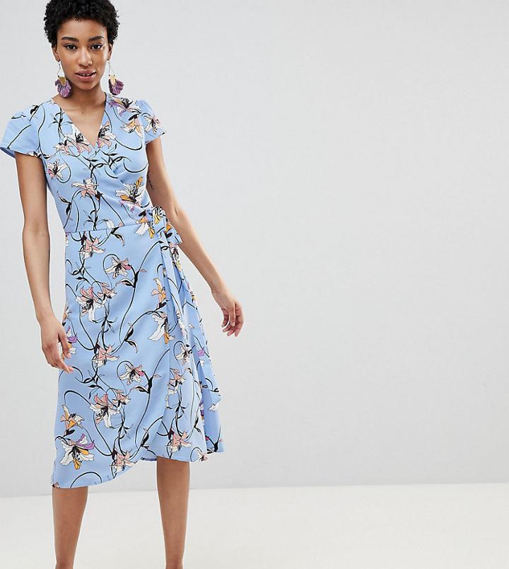 Vero Moda Tall Soft Floral Wrap Dress - Multi