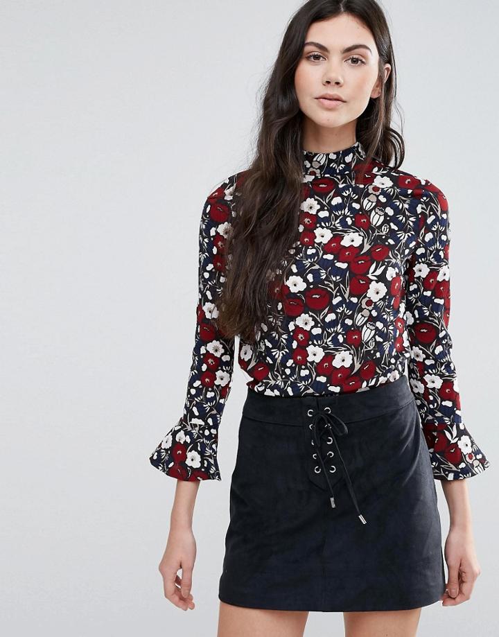 Madam Rage Frill Sleeve Blouse - Red