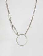 Asos Necklace In Silver With Safety Pin Pendant - Silver