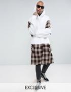 Reclaimed Vintage Inspired Super Oversized Hoodie In White With Plaid Panels - White