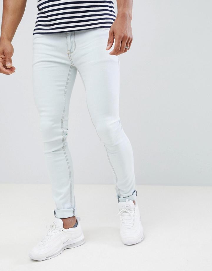 Soul Star Skinny Fit Jeans In Bleach Wash - Blue