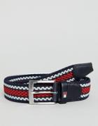 Tommy Hilfiger Adan Icon Stripe Web Belt In Red/white/blue - Multi