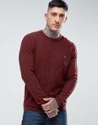 Farah Shirland Slim Fit Textured Sweater In Burgundy - Red