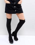 Pull & Bear Glitter Knee Boot - Black