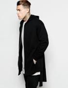 Asos Oversized Extreme Longline Hooded Jersey Jacket In Black - Black