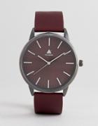 Asos Watch In Burgundy With Faux Leather Strap - Red