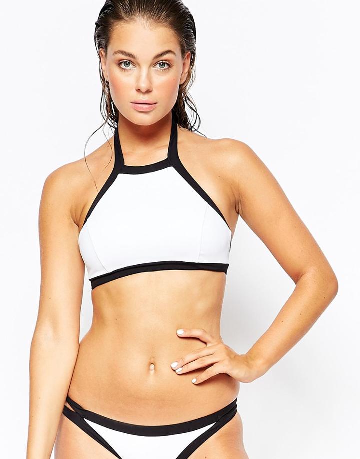 Seafolly Block Party High Neck Tank Bikini Top - White