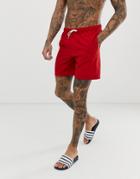 Asos Design Swim Shorts In Red In Mid Length