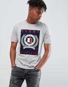 Tommy Hilfiger Embroidery Crest Patch Applique Fashion Slim Fit T-shirt In Gray Marl - Gray