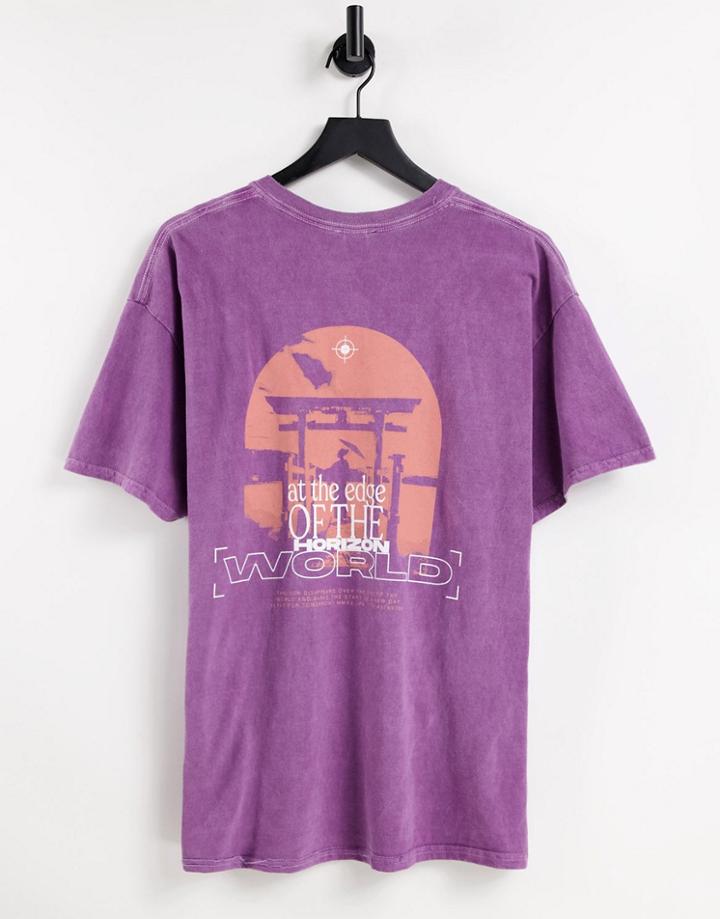 New Look Oversized T-shirt With Back Print In Overdye Purple-neutral