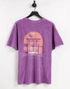 New Look Oversized T-shirt With Back Print In Overdye Purple-neutral