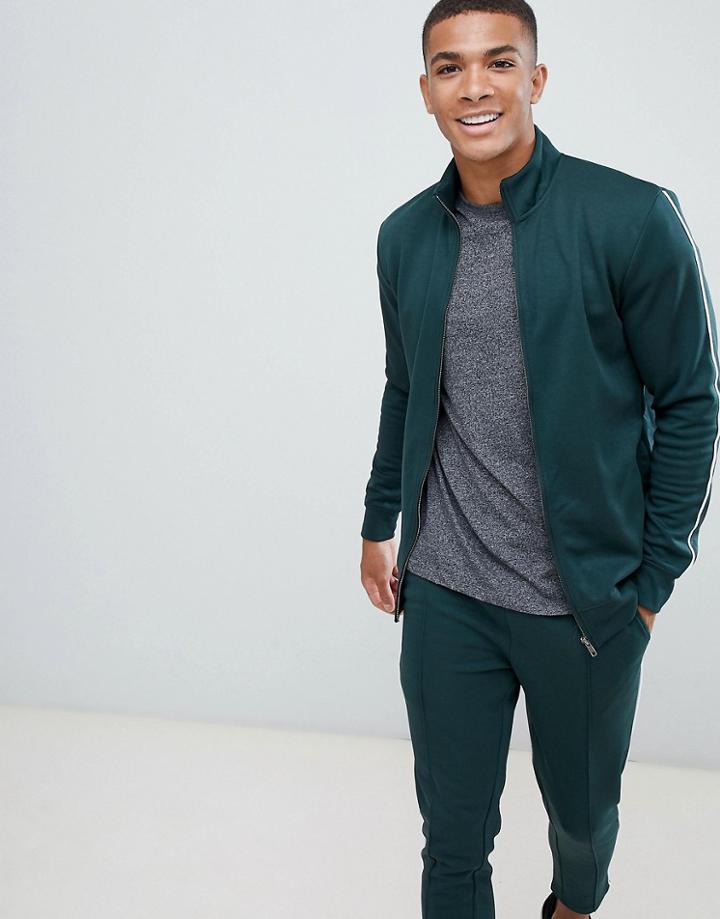 Only & Sons Track Jacket With Side Stripe - Green