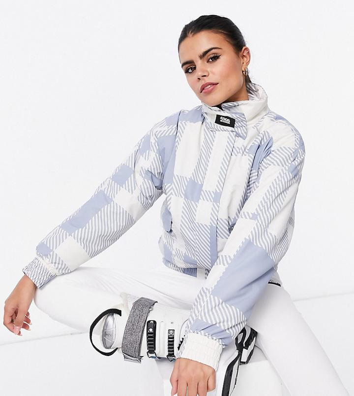 Asos 4505 Petite Ski Printed Check Oversized Ski Jacket-multi