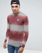 11 Degrees Muscle Long Sleeve T-shirt In Burgundy With Fleck - Red