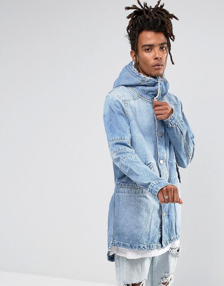 Cayler & Sons Denim Parka In Blue With Fleece Lining - Blue