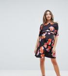 Gebe Maternity Nursing Jersey Midi Dress In Print - Black