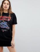 Pull & Bear Space Wide Traveller Oversized T-shirt - Navy