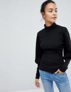 Fashion Union High Neck Top With Puff Sleeves - Black