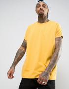 Asos Heavyweight Super Oversized T-shirt With Roll Sleeve - Yellow