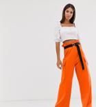Asos Design Tall Utility Culotte With Pockets And Webbing Belt - Orange