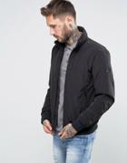 Armani Jeans Bomber Jacket With Logo Sleeve In Black - Black