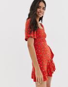 Asos Design Floral Printed Shirred Sundress With Ruffle - Multi