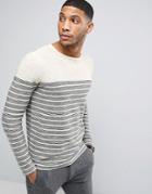 Selected Homme Knitted Sweater With Stripe In 100% Cotton - Navy