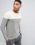Selected Homme Knitted Sweater With Stripe In 100% Cotton - Navy