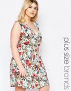 Yumi Plus Wrap Dress In Summer Floral Print