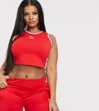 Puma Plus Logo Crop Top In Red Exclusive To Asos