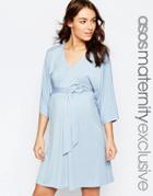 Asos Maternity Jersey Mini Dress With Obi Wrap Belt - Pink