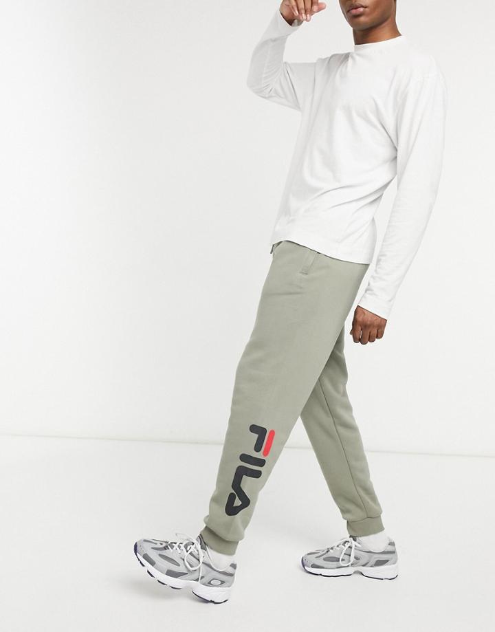 Fila Todd Logo Tapered Sweatpants In Beige-neutral