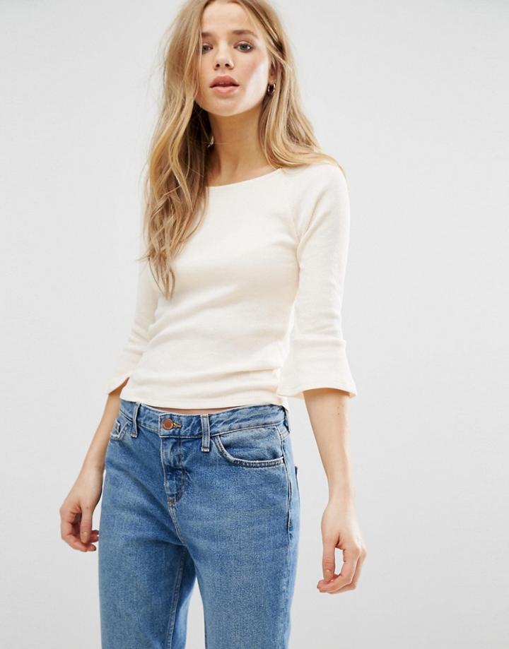 New Look Flare Sleeve Top - Cream
